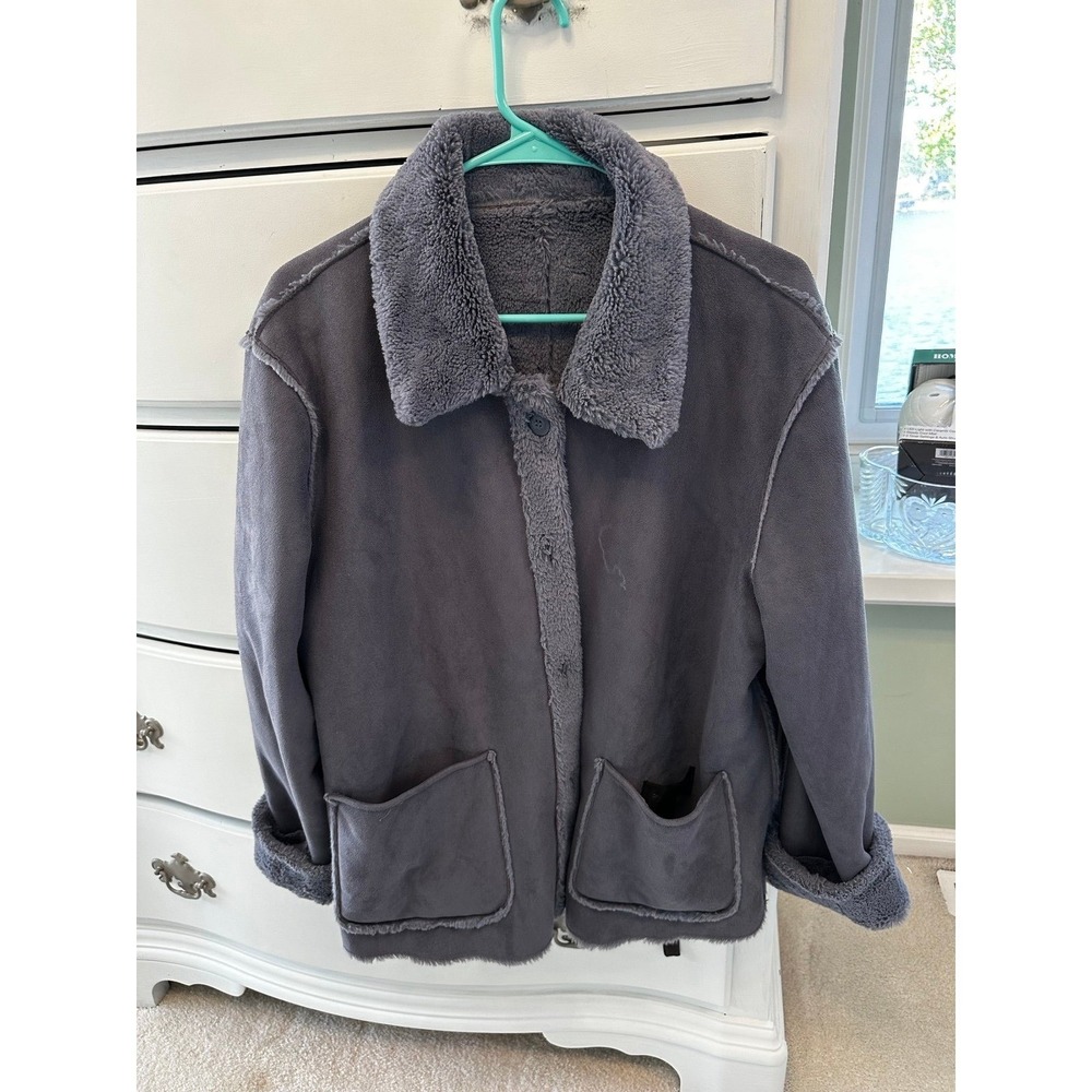 NWOT Women's Brandon Thomas Reversible Jacket Faux Suede and Faux Fur – XLarge